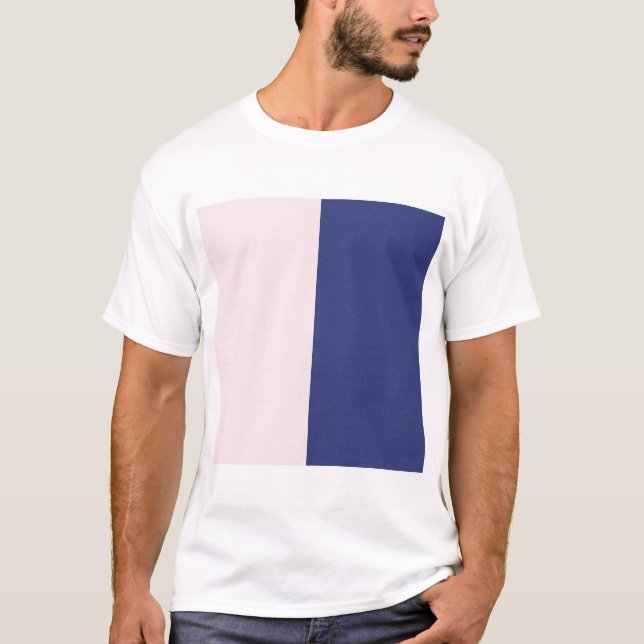 Navy Blue and Pink Vertical Color Blocks T-Shirt (Front)