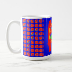 Navy blue and red abstact patterns glowing brite coffee mug