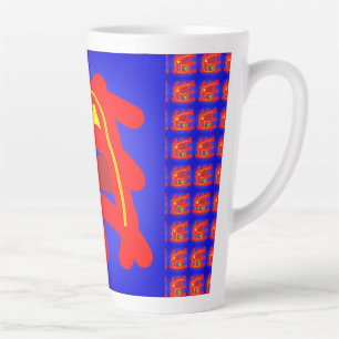 Navy blue and red abstact patterns glowing brite latte mug