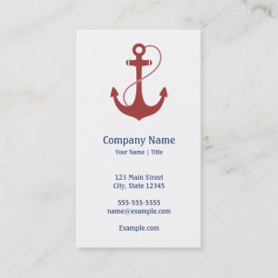 Navy Blue and Red Anchor Business Card