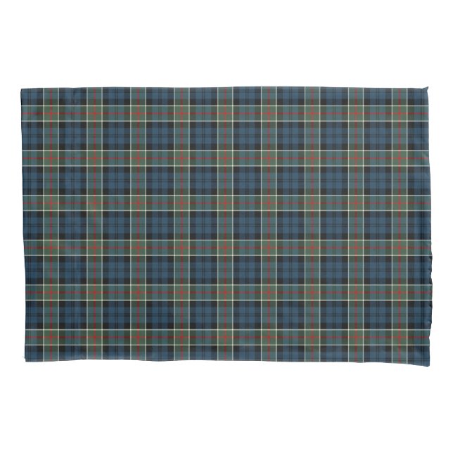 Navy Blue and Red Colquhoun Clan Tartan Pillowcase (Front)