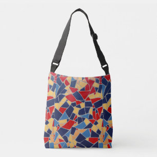 Navy Blue and Red Mosaic Crossbody Bag