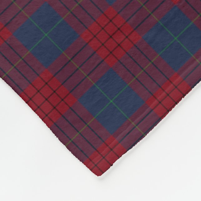 Navy Blue and Red Plaid Robinson Tartan Fleece Blanket (Corner)