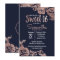Navy Blue and Rose Gold Floral Sweet 16