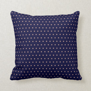 Navy Blue and Rose Gold Textured Polka Dot Pattern Throw Pillow