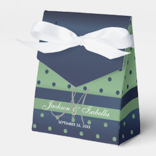 Navy Blue and Sage Green Polka Dots Favor Box