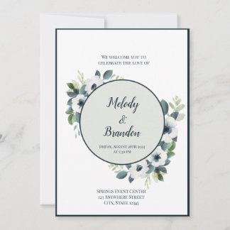 Navy Blue and Sage Wedding Invitation
