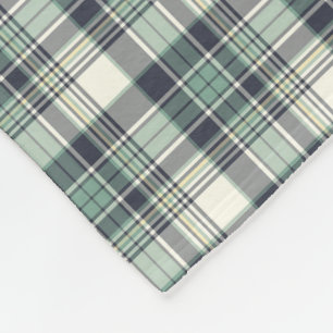 Navy Blue and Seafoam Green Plaid Fleece Blanket