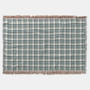 Navy Blue and Seafoam Green Plaid Throw Blanket