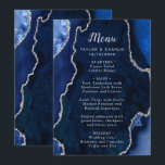 Navy Blue and Silver Agate Wedding Menu<br><div class="desc">Display your meal selections in style with this elegant wedding menu featuring a navy blue agate marble design accented with silver details. The geode-inspired background creates a sophisticated look, perfect for fall and winter weddings, formal celebrations, or evening events. Designed to coordinate with your wedding stationery suite, this menu is...</div>