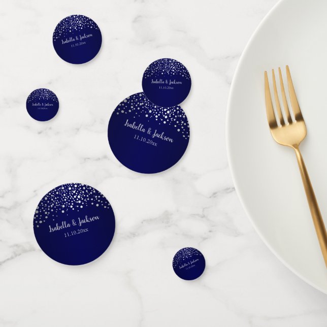 Navy Blue and Silver Confetti Dots (Group)