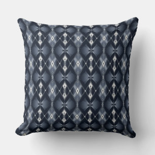 Navy blue and silver diamond pattern throw pillow