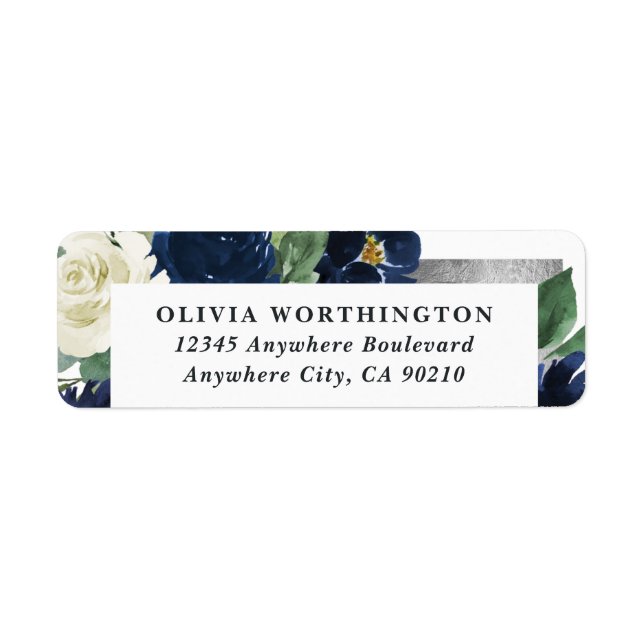 Navy Blue and Silver Elegant Ivory Floral Wedding (Front)