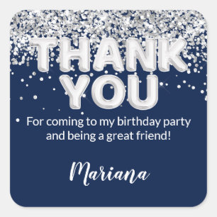 Navy Blue and Silver Party Sticker for Favours