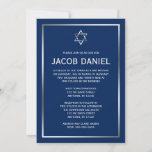 Navy Blue and Silver Star of David Bar Mitzvah Invitation<br><div class="desc">A classic navy blue and silver Bar Mitzvah invitation featuring a Star of David. Modern and formal design. Easily personalize for your event! Designs are flat printed illustrations/graphics - NOT ACTUAL SILVER FOIL.</div>