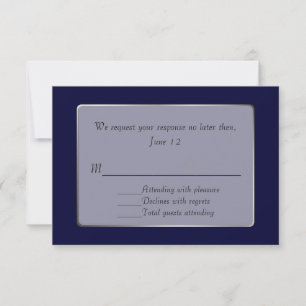 Navy Blue and Silver Tone RSVP Card