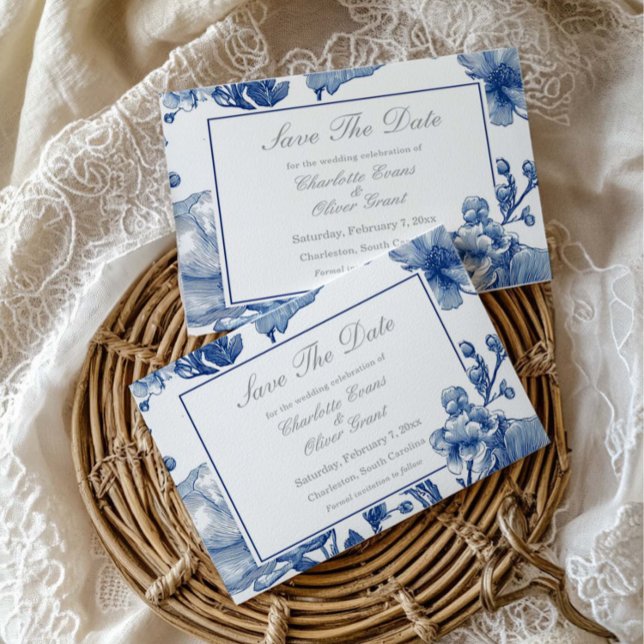 Navy Blue And Silver Wedding Save The Date Card (Creator Uploaded)