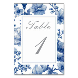 Navy Blue And Silver Wedding Table Number