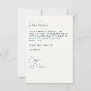 Navy Blue and Soft White Wedding Photo Thank You Card