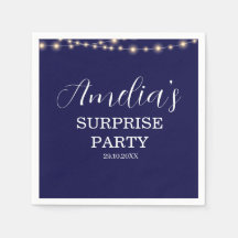 Navy Blue and String Light Surprise Birthday
