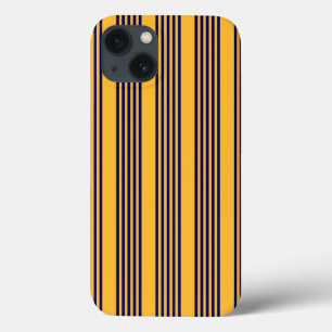 Navy blue and sunny yellow five stripes pattern iPhone 13 case