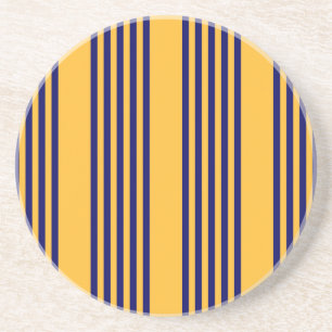 Navy blue and sunny yellow five stripes pattern coaster