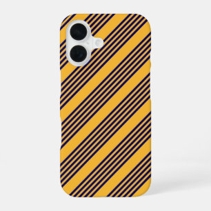 Navy blue and sunny yellow five stripes pattern iPhone 16 case