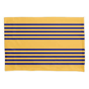 Navy blue and sunny yellow five stripes pattern pillowcase