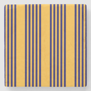 Navy blue and sunny yellow five stripes pattern stone coaster