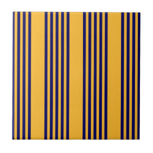 Navy blue and sunny yellow five stripes pattern tile