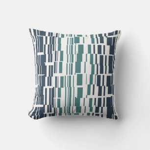 Navy Blue and Teal Green Unique Pattern Throw Pillow