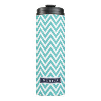 Navy Blue and Turquoise Chevron Monogram