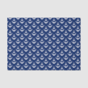 Navy Blue and White Anchors Nautical Pattern Tissue Paper