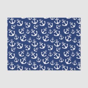 Navy Blue and White Anchors Nautical Pattern Tissue Paper