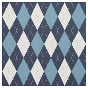 Navy Blue and White Argyle Pattern Fabric