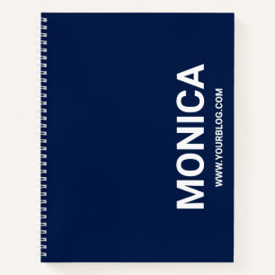 Navy Blue and White Bold Personalized Notebook