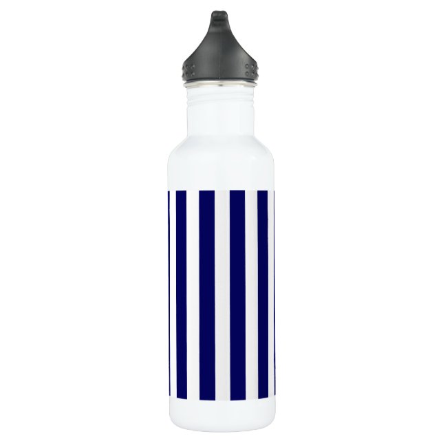 Navy blue and white candy stripes 710 ml water bottle (Right)