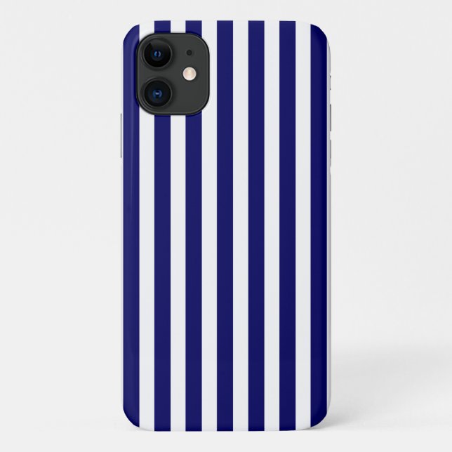 Navy blue and white candy stripes Case-Mate iPhone case (Back)