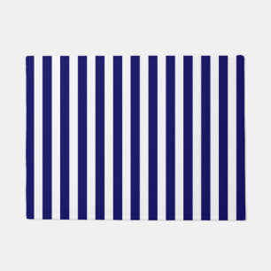 Navy blue and white candy stripes doormat