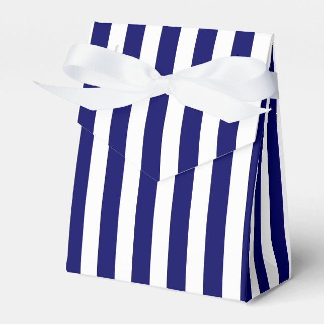 Navy blue and white candy stripes favor box (Front Side)