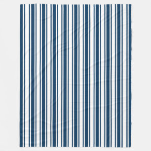 Navy blue and white candy stripes fleece blanket