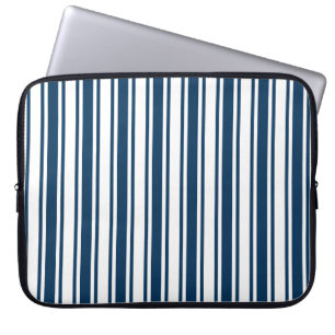Navy blue and white candy stripes laptop sleeve