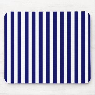 Navy blue and white candy stripes mouse pad
