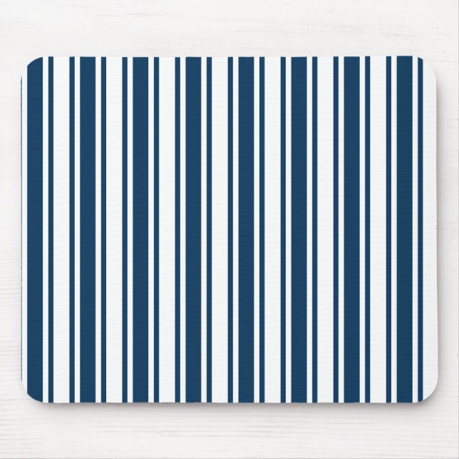 Navy blue and white candy stripes mouse pad (Front)