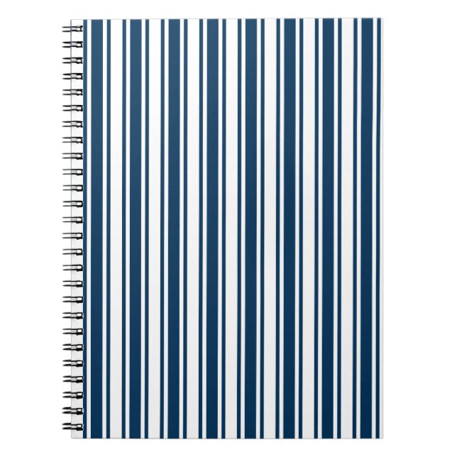 Navy blue and white candy stripes notebook (Front)