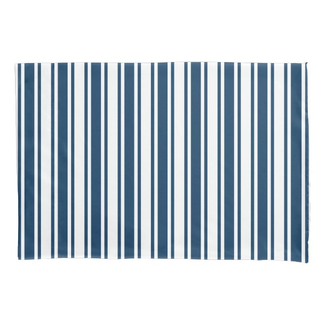 Navy blue and white candy stripes pillowcase (Front)