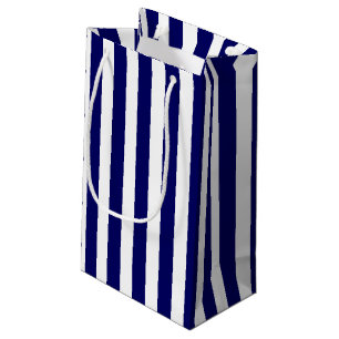 Navy blue and white candy stripes small gift bag