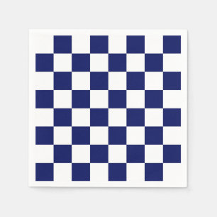 Navy Blue and White Chequered Pattern Napkin