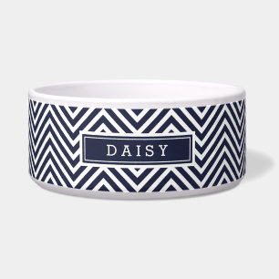 Navy Blue and White Chevron Monogram