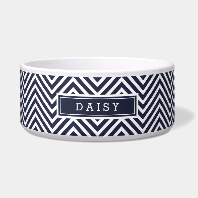 Navy Blue and White Chevron Monogram (Front)